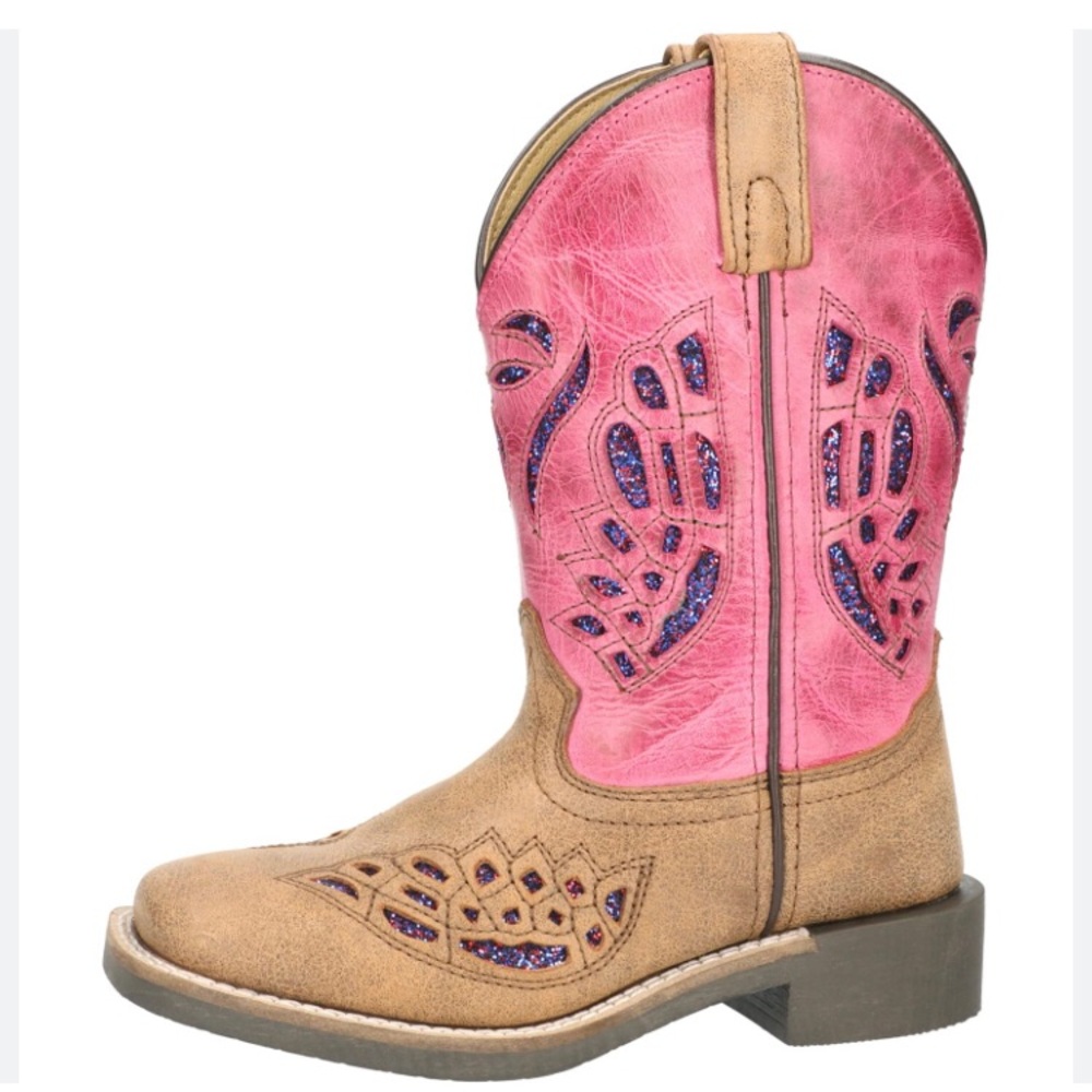 Smoked mountain boots | Western boots |  Durable leather |  Brown/pink | girl